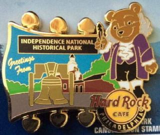 Hard Rock Cafe Philadelphia 2015 National Park Teddy Bear Series Pin Independenc