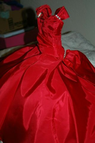 Vintage Madame Alexander Cissy Doll Dress Gown Taffeta Red Side Draped Tagged