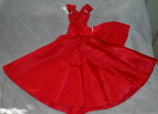 Vintage Madame Alexander CISSY DOLL DRESS GOWN TAFFETA RED SIDE DRAPED Tagged 3