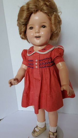 Vintage Ideal Shirley Temple Composition Doll 20 " In Rare Tagged Dress