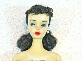 Barbie: Vintage Brunette 3 Ponytail Barbie Doll Ghostly Pale W/blue Eyeshadow