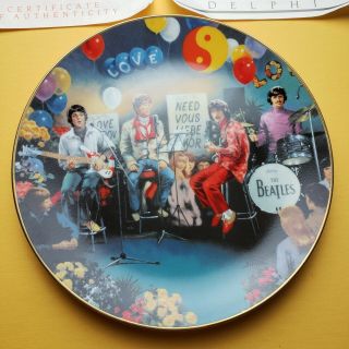 The Beatles All You Need Is Love 1992 Limited Edition Delphi Plate 22k gold rim 2