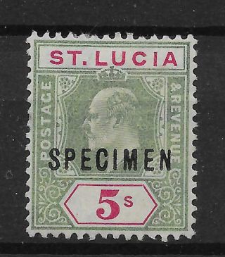 St.  Lucia Sg76s 1905 5/= Green & Carmine Specimen Mtd
