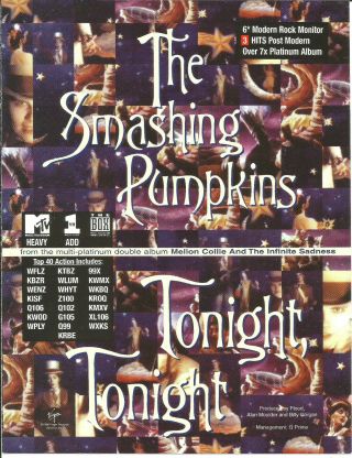 Billy Corgan Smashing Pumpkins Tonight Trade Ad Poster For Mellon Cd Usa 1996