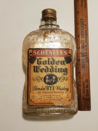 Antique Carnival Glass Whiskey Bottle Schenley 