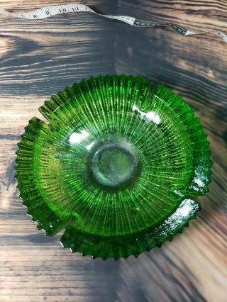 Vintage Hazel Glass Green Large 9” Ashtray - Heavy Well Made