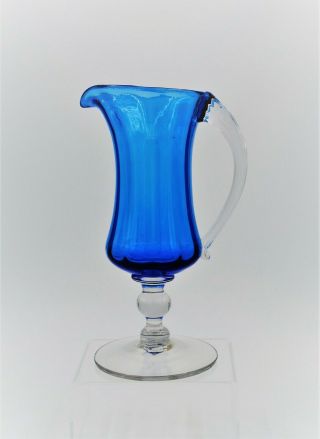 Vintage Blenko Hand Blown Glass Mcm Pitcher - 6125 - Turquoise