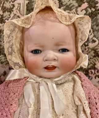 C1890 14” Antique German Closed Mouth Kestner Century Baby Doll W/lovely Outfit