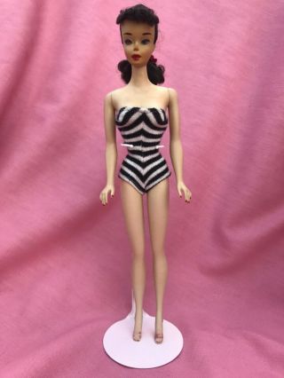 Vintage 3 Brunette Ponytail Barbie Doll - Mattel.