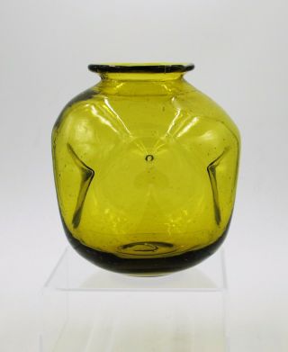 Vintage Blenko Hand Blown Glass MCM Vase - 903 - 4 - Chartreuse 2