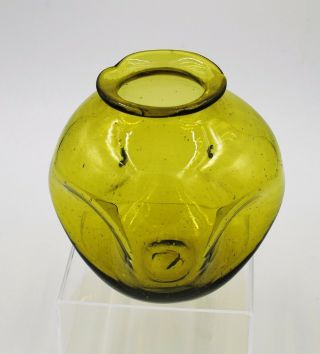 Vintage Blenko Hand Blown Glass MCM Vase - 903 - 4 - Chartreuse 3