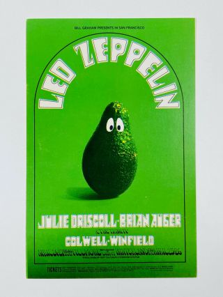 Vtg Bill Graham Bg 170 Opc - A Led Zeppelin Avocado Tuten Pynchon Postcard