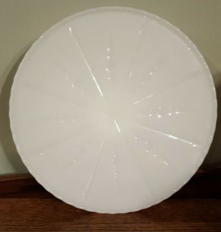Vintage White Milk Glass Cake Plate With Pedestal Footed Base Xmas Star Pattern