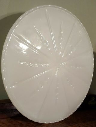 VINTAGE WHITE MILK GLASS CAKE PLATE WITH PEDESTAL FOOTED BASE XMAS STAR PATTERN 2