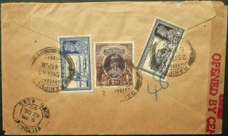 India 25 Nov 1940 Airmail Cover From Ranipet To Usa Via Hong Kong W/ Censor Mark