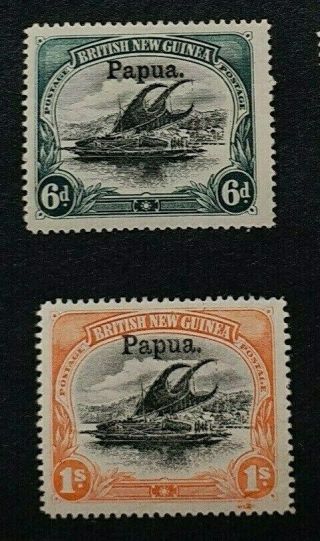 Papua 1906 6d 1s Sg 18 19 Sc 16 17 Mh With Thin On Gum Side