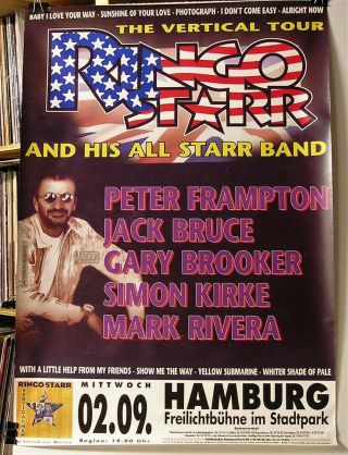 Ringo/all Starr Band - 1998 Hamburg 33 X 23 Concert Poster - Nos