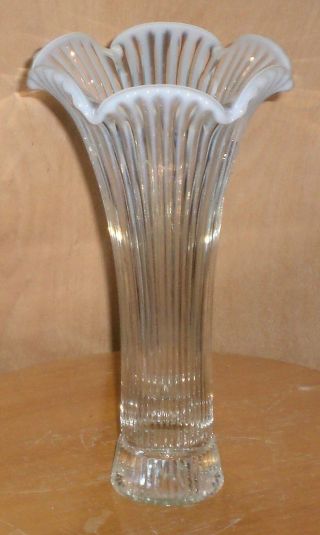 Vintage Fenton Art Glass French Opalescent Fine Ribbed Vase