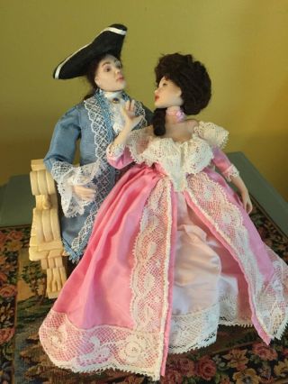 Georgian Miniature Dollhouse Man And Lady Dolls