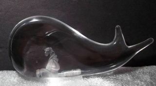 Kosta Boda Lindstrand Signed Crystal Art Glass Jonah And The Whale