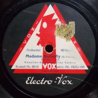 Tino Valeria Orchestra Electro - Vox 8519 Madame Butterfly Puccini Opera 78 Rpm