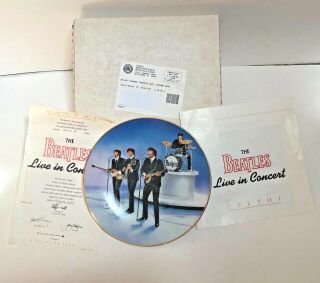 The Beatles Live In Concert Collector Plate Delphi 1991 Gold Rimmed Limited