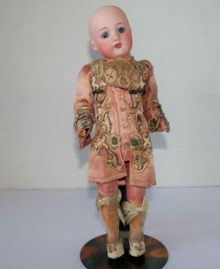 Antique German Simon & Halbig Bisque Doll Silk Embroidery Clothes 8 " T