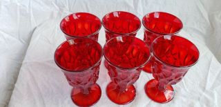 6 Noritake Perspectives Wine Goblets 4 3/4 " Red Ruby Amberina Pedestal Glasses