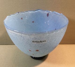 Kosta Boda B.  Vallien Art Glass Blue Bowl 4” X 3” Signed 59606 Euc