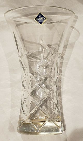 Bohemia Hand Cut Lead Crystal Vase Vintage
