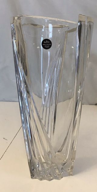 Vintage Rosenthal 24 Lead Crystal Tall Vase Swirl Lines 9 3/4” Tall