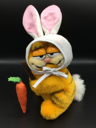 Dakin 1981 Vintage Garfield Cat As Easter Bunny 8 " Plush Stuffed Animal Toy