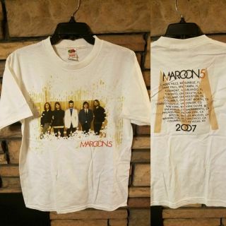 Maroon 5 Shirt Medium 2007 Concert Tour Exclusive Graphics Locations White