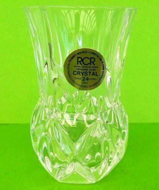 Royal Crystal Rock Rcr Italy Lead Crystal Primula Bud Vase Vintage