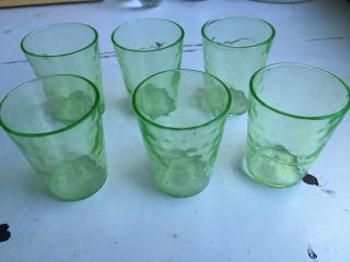 Vintage Green Depression Dot Shot Glass Set (6)