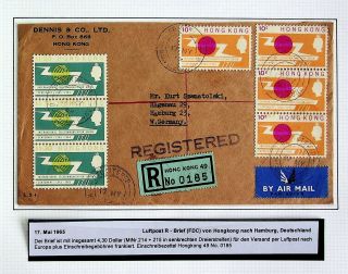 Hong Kong China 1965 7v Itu Centenary On Regd Airmail Cover To Germany