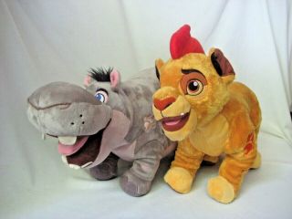 Disney Store The Lion King Guard Kion 14 " & Beshte Hippo 17 " Plush Soft &