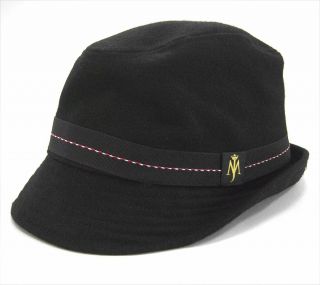 Michael Jackson Mj Tag Logo Black Wool Fedora Hat Official Product Licensed