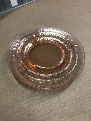 Set Of 4 Pink Depression Glass 8 1/4 Inch Side Plates - Optic Block