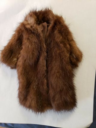 Vintage Barbie Handmade Mink Coat By My Mom 1961 - 1962.  One Of A Kind.