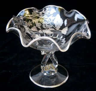 Vintage Silver City Pedestal Bowl With Sterling Silver Flower Overlay 6 " X 7.  5 "