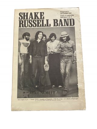 1970s Shake Russell Fitzgerald’s Houston Texas Vintage Concert Poster