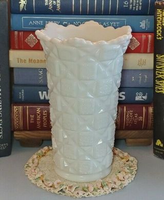 Vintage Westmoreland Milk Glass Old Quilt 9 " Vase