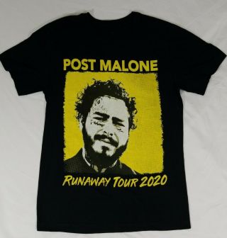 Post Malone Runaway Tour 2020 Concert T - Shirt Black Double Sided Size Adult M