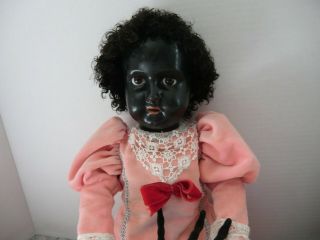 Rare Antique Black Heubach Koppelsdorf Doll Bisque Head With Wax Over