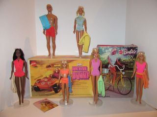 Sun Set Malibu Barbie Ken PJ Christie Francie Skipper Sun N Fun Buggy Bicycle 2
