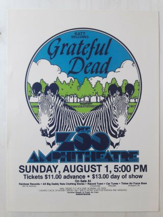 2nd Print Poster For The Grateful Dead At Zoo Amphitheatre,  Ok. ,  1977