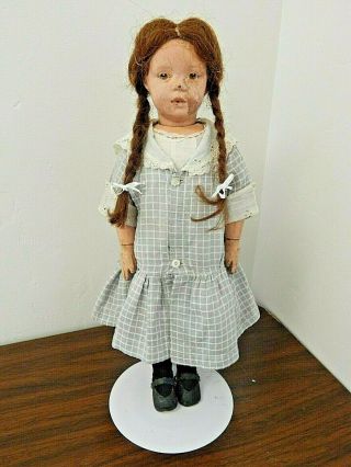 Antique 1911 Schoenhut 16 " Jointed Wood Doll W/human Hair Wig,  Needs Tlc