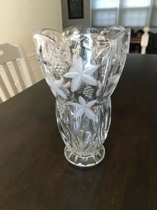 Crystal Cut Glass Vase Large Heavy 10 1/2 “tall 5.  6lbs