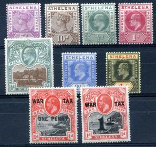 British St Helena 9 Different Stamps Lot Mh Vf